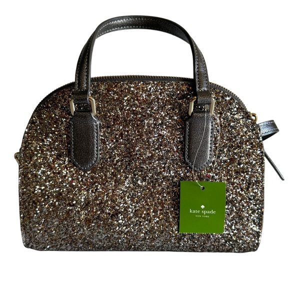NWT New Kate Spade Mini Reiley Laurel Way Glitter Bag Satchel Crossbody Gunmetal - Picture 2 of 12